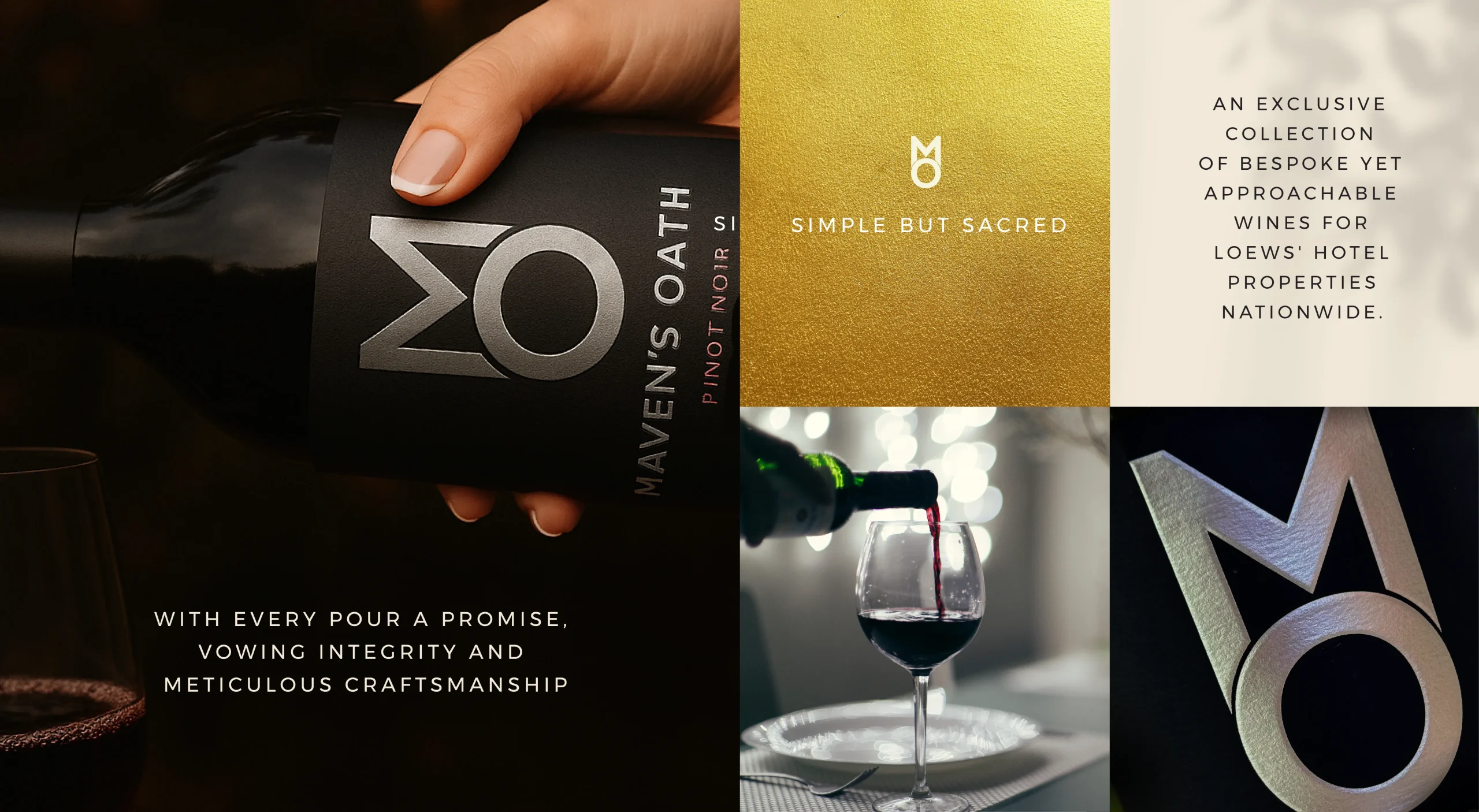 Maven's Oath premium wine collection for Loews Hotels brand design system showcasing brand storytelling and visual identity.