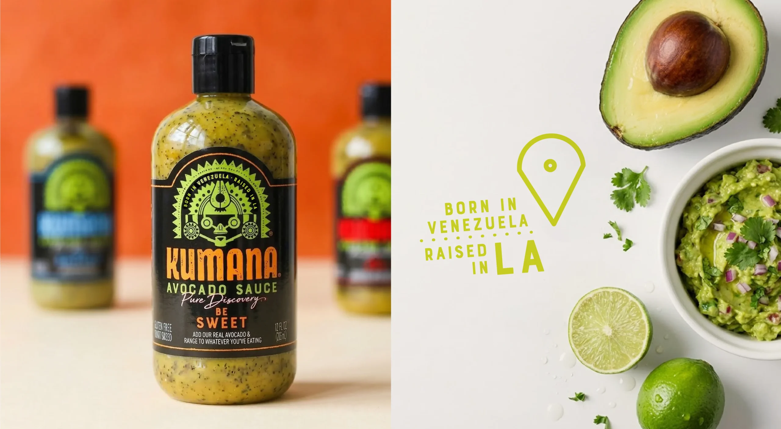 Kumana natural foods brand design system showcasing packaging design and brand tagline.