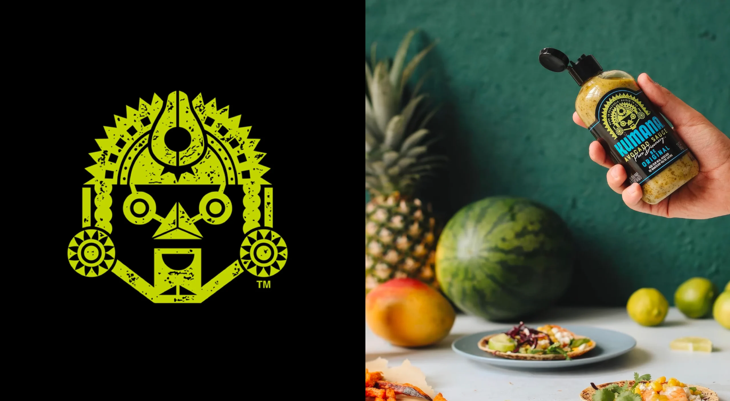 Kumana natural foods brand design system showcasing packaging design and visual brand identity.