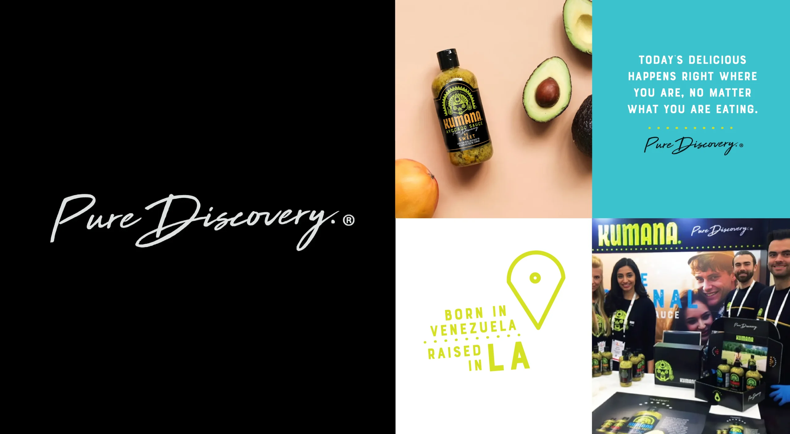 Kumana natural foods brand design system featuring tagline, packaging design, brand storytelling, and trade show booth design.