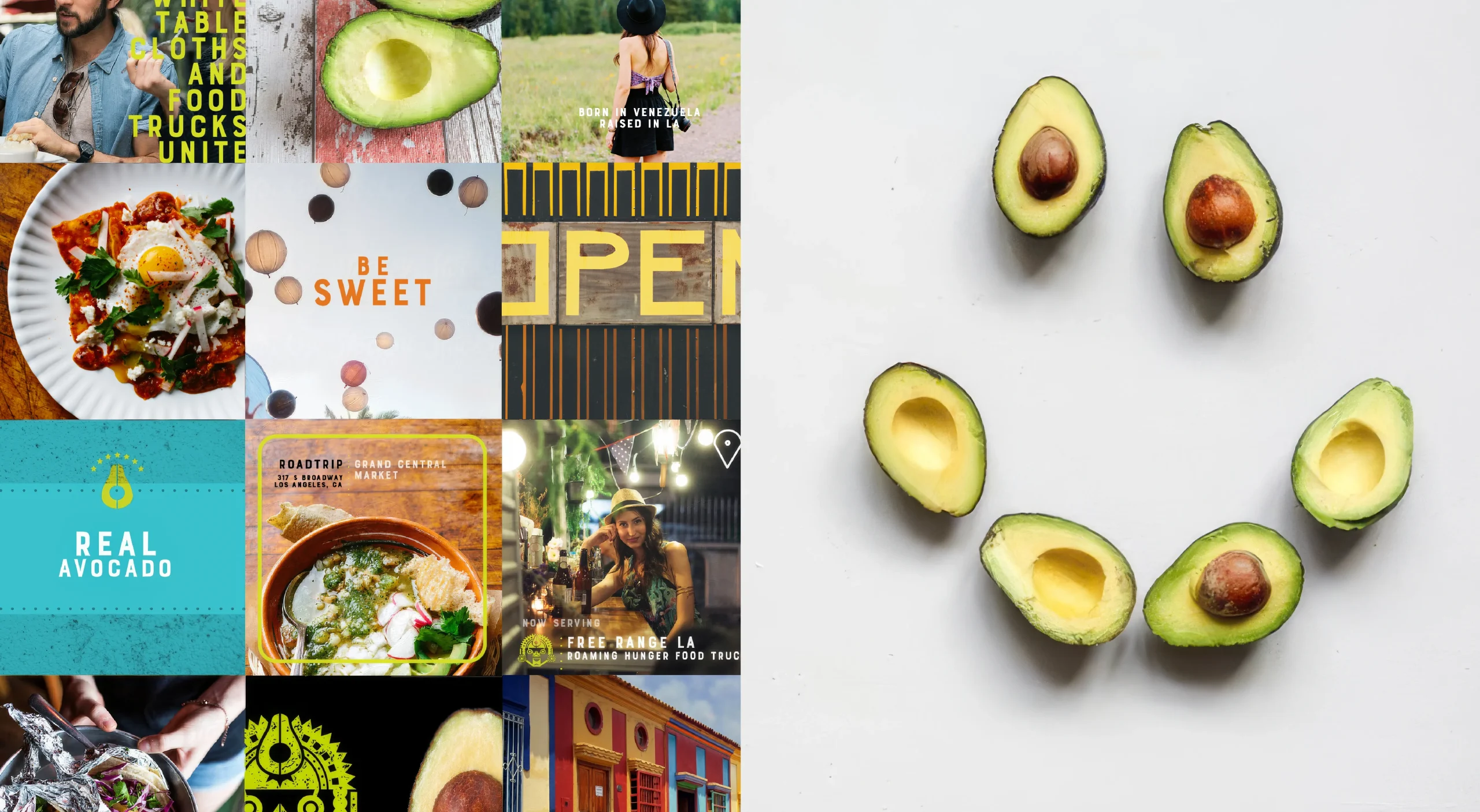 Kumana natural foods brand design system showcasing website design and social media templates.