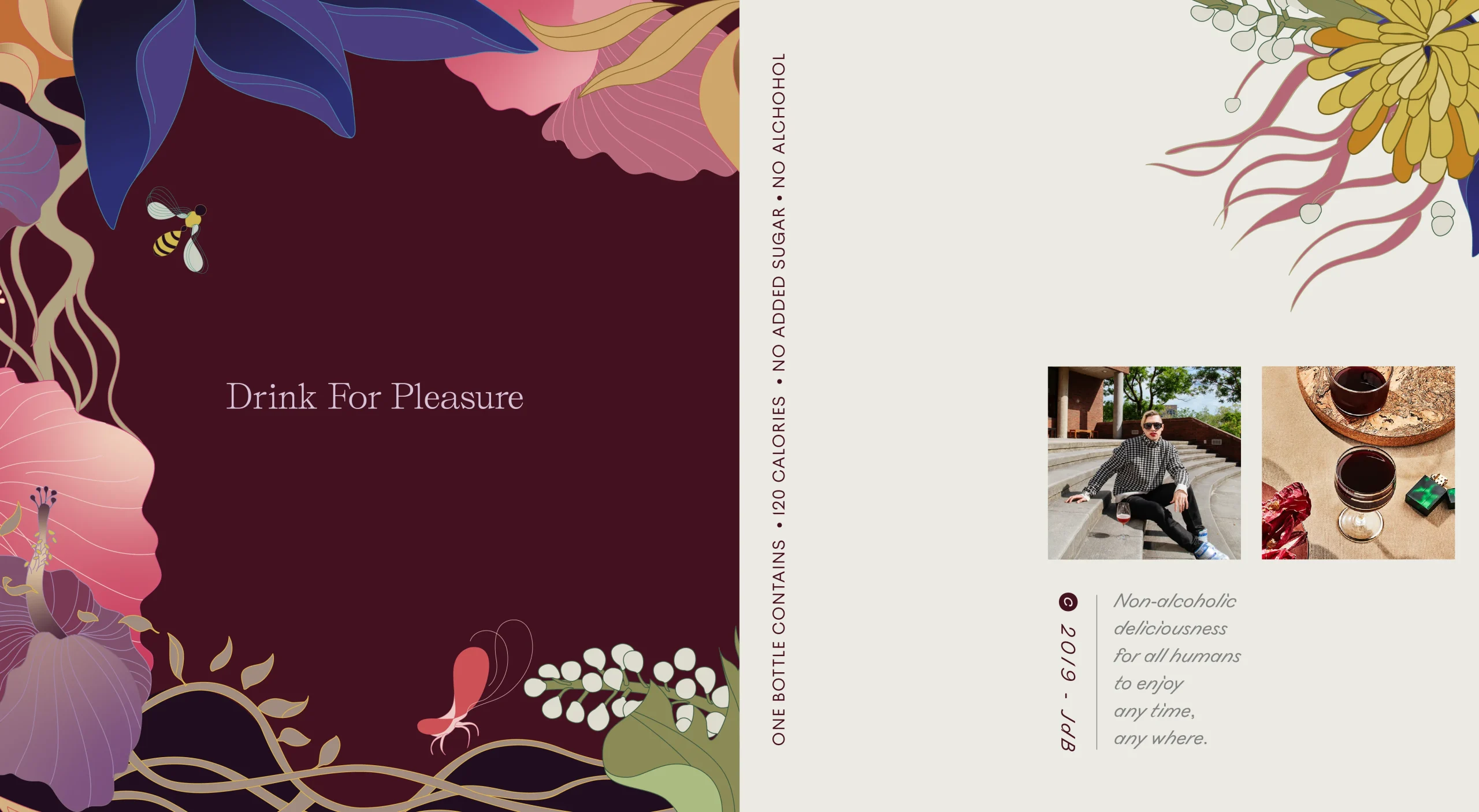 Proteau non-alcoholic botanical aperitif brand design system showcasing packaging design, print collateral, and visual identity.