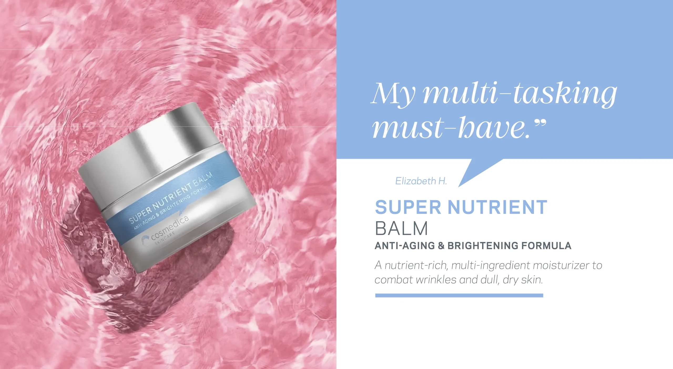 Cosmedica Skincare brand design system showcasing brand strategy, brand storytelling, sell sheet design, and trade marketing materials for retail and e-commerce skincare distribution.