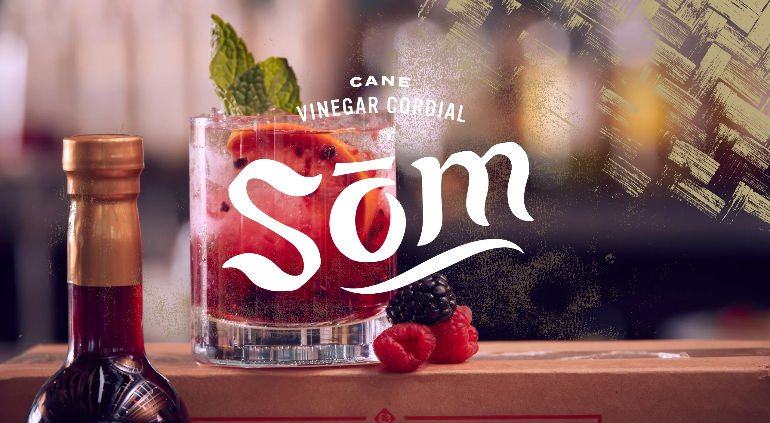 Som Cane Vinegar Cordials brand design system by MarketBrand Studios showcasing brand strategy, positioning, brand storytelling, brand identity, on-premise marketing, digital marketing, print collateral, and visual identity.<br />
