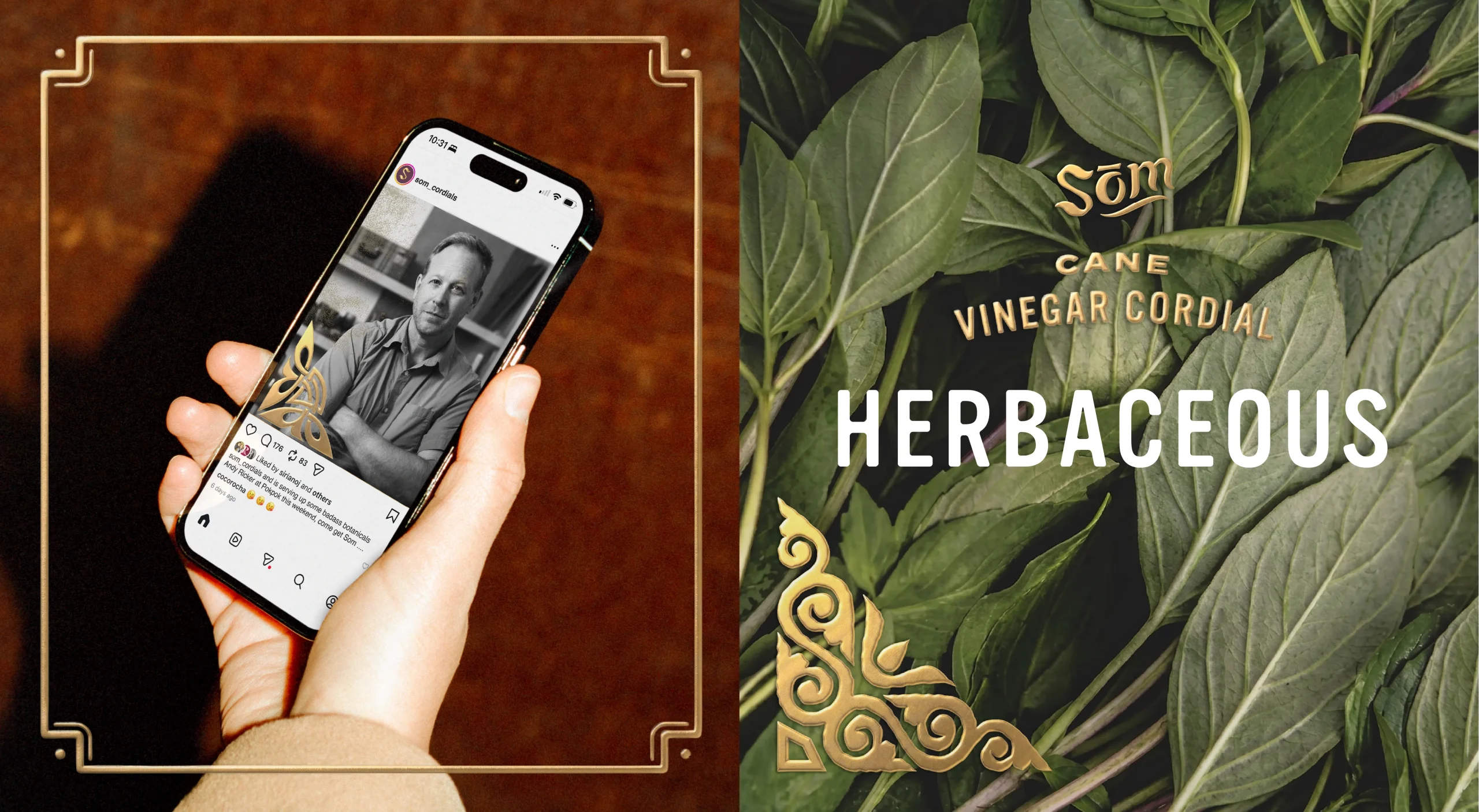 Som Cane Vinegar Cordials brand design system featuring digital marketing, social media content, and brand storytelling.<br />
